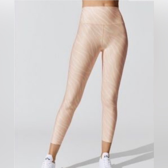 Carbon38 High Rise 7/8 Legging Unbleached Blush Pink Zebra Women's Sz Small - Picture 1 of 10